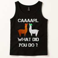funny llama with hats lama with hat carl what did you do  Tank Top