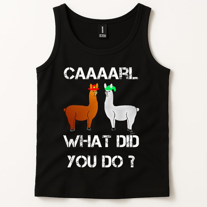 funny llama with hats lama with hat carl what did you do  Tank Top