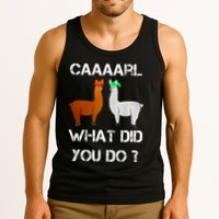 funny llama with hats lama with hat carl what did you do  Tank Top
