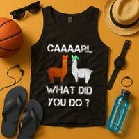 funny llama with hats lama with hat carl what did you do  Tank Top