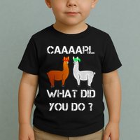 funny llama with hats lama with hat carl what did you do  Toddler T-Shirt