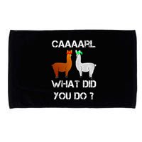 funny llama with hats lama with hat carl what did you do  Microfiber Hand Towel