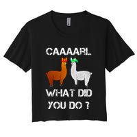 funny llama with hats lama with hat carl what did you do  Crop Top