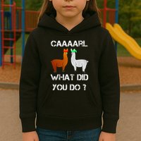 funny llama with hats lama with hat carl what did you do  Kids Hoodie