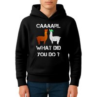 funny llama with hats lama with hat carl what did you do  Kids Hoodie