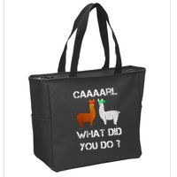 funny llama with hats lama with hat carl what did you do  Zip Tote Bag