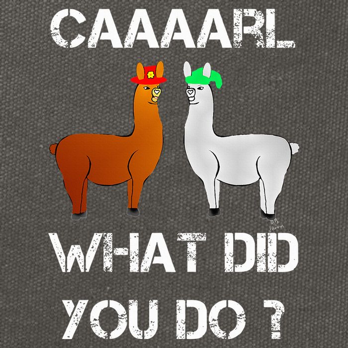 funny llama with hats lama with hat carl what did you do  Cotton Canvas Backpack