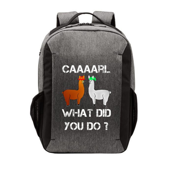 funny llama with hats lama with hat carl what did you do  Vector Backpack