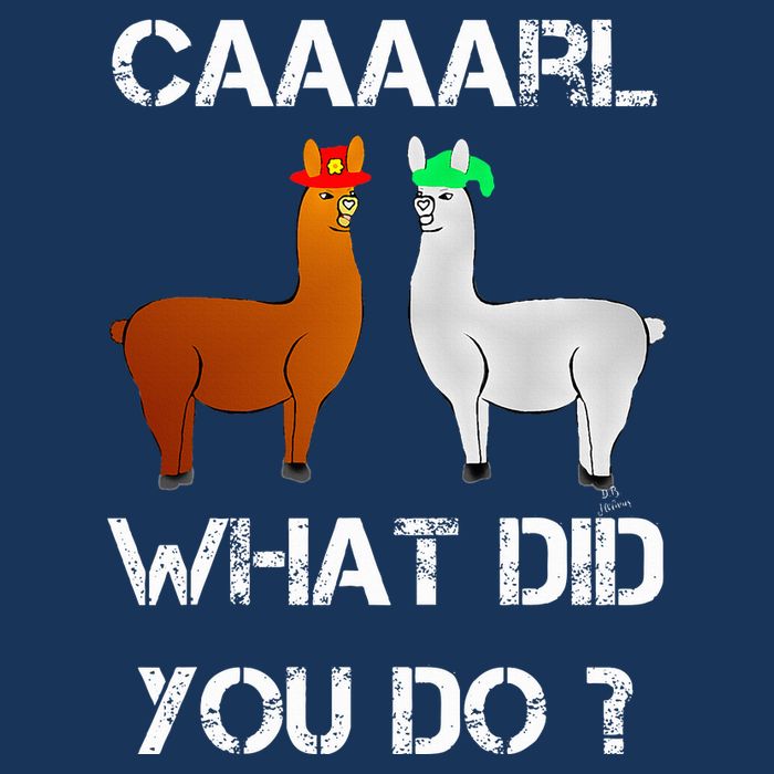 funny llama with hats lama with hat carl what did you do  Infant Baby Jersey Bodysuit