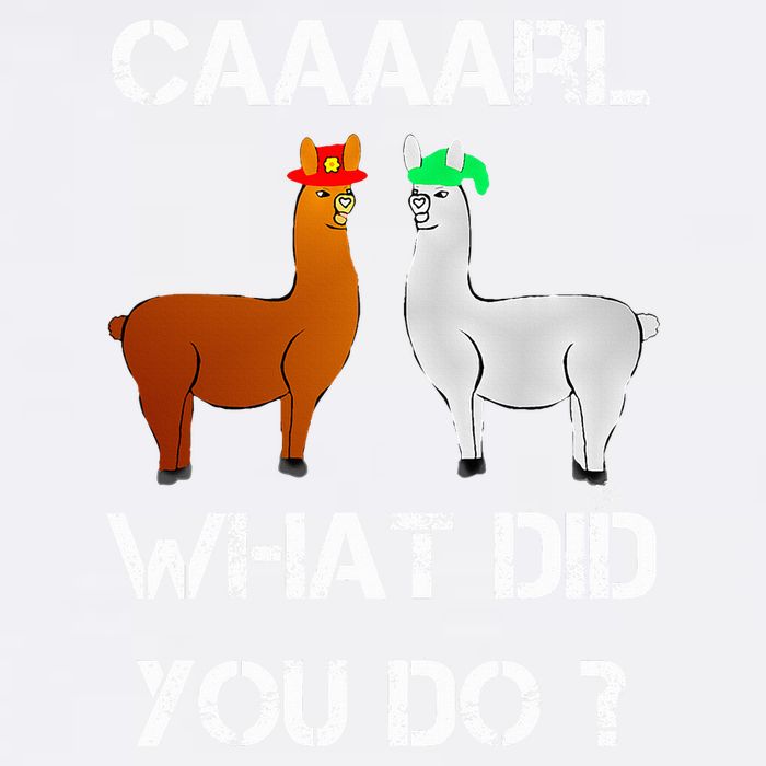 funny llama with hats lama with hat carl what did you do  Garment-Dyed Sweatshirt