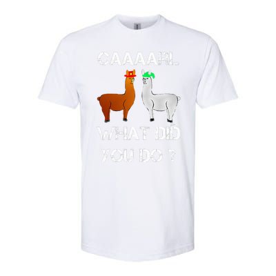 funny llama with hats lama with hat carl what did you do  Softstyle CVC T-Shirt