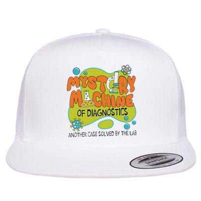 Funny Lab Week 2025 Retro Mystery Machine Of Diagnostics Flat Bill Trucker Hat
