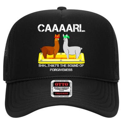 Funny Llama With Hats Lama With Hat Forgiveness Funny Carl High Crown Mesh Back Trucker Hat