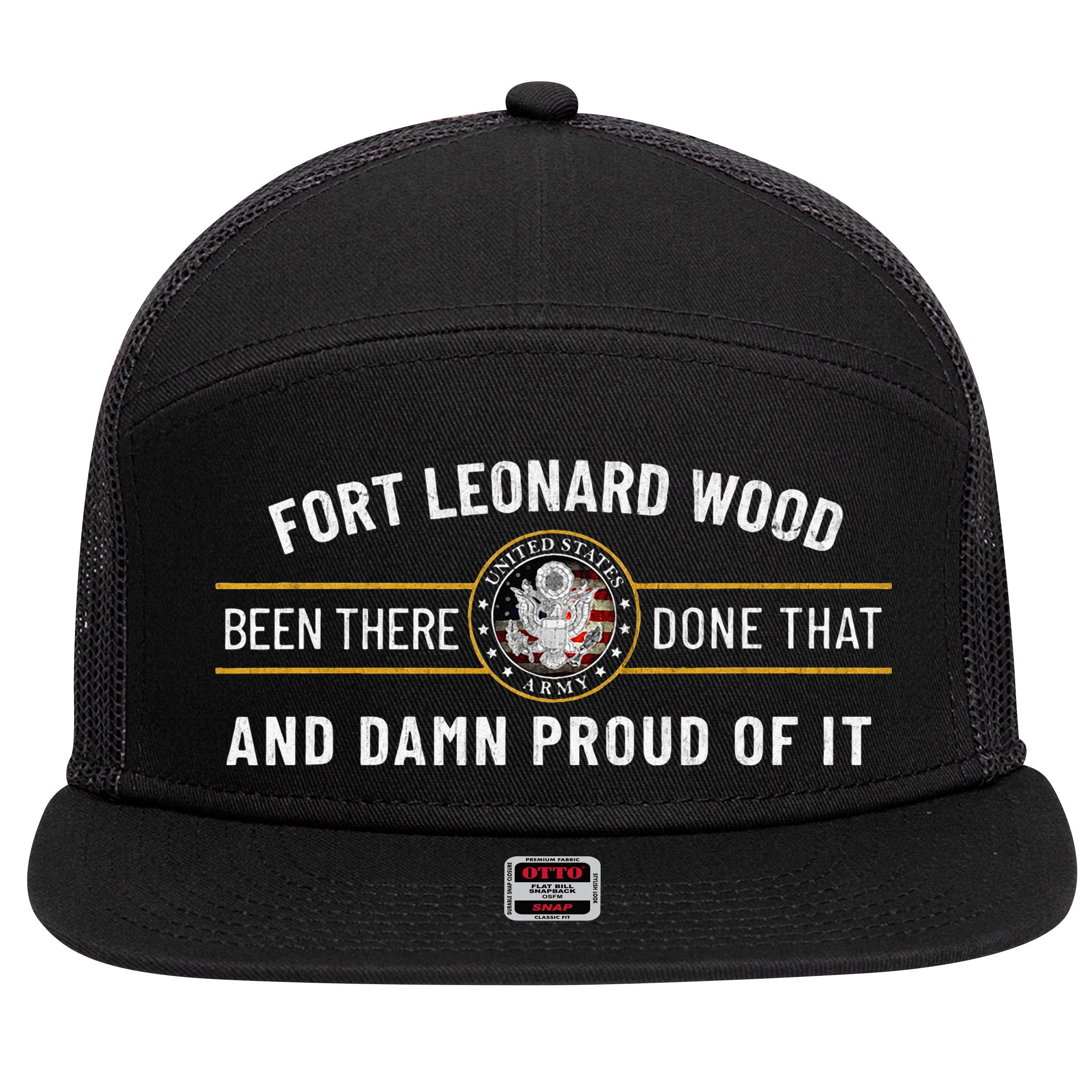 Fort Leonard Wood Missouri Basic Training Alumni Vintage 7 Panel Mesh Trucker Snapback Hat