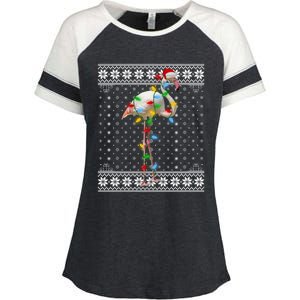 Flamingo Lights Xmas Ugly Sweater Santa Flamingo Christmas Meaningful Gift Enza Ladies Jersey Colorblock Tee