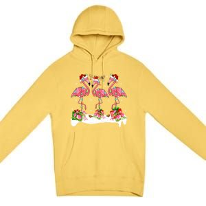 Flamingo Lover Xmas Lighting Santa Pink Flamingos Christmas Gift Premium Pullover Hoodie