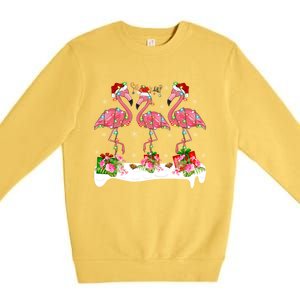 Flamingo Lover Xmas Lighting Santa Pink Flamingos Christmas Gift Premium Crewneck Sweatshirt