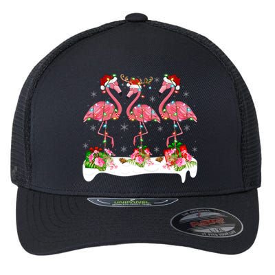 Flamingo Lover Xmas Lighting Santa Pink Flamingos Christmas Gift Flexfit Unipanel Trucker Cap