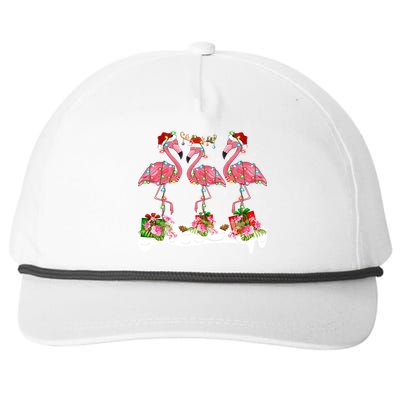 Flamingo Lover Xmas Lighting Santa Pink Flamingos Christmas Gift Snapback Five-Panel Rope Hat