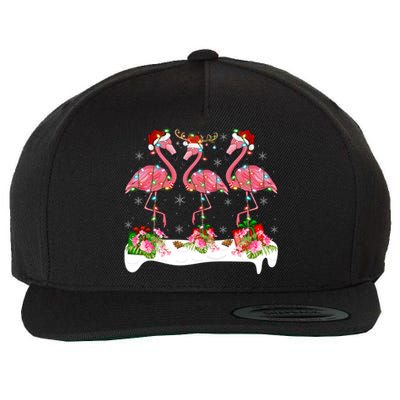 Flamingo Lover Xmas Lighting Santa Pink Flamingos Christmas Gift Wool Snapback Cap