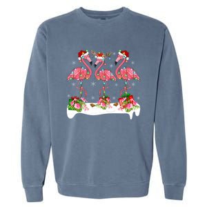 Flamingo Lover Xmas Lighting Santa Pink Flamingos Christmas Gift Garment-Dyed Sweatshirt