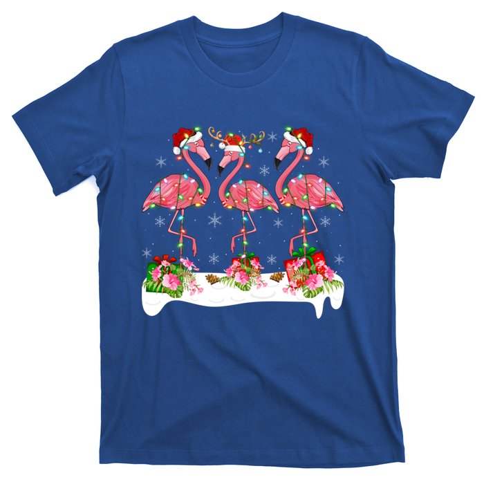 Flamingo Lover Xmas Lighting Santa Pink Flamingos Christmas Gift T-Shirt