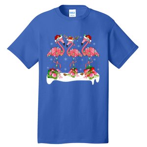 Flamingo Lover Xmas Lighting Santa Pink Flamingos Christmas Gift Tall T-Shirt