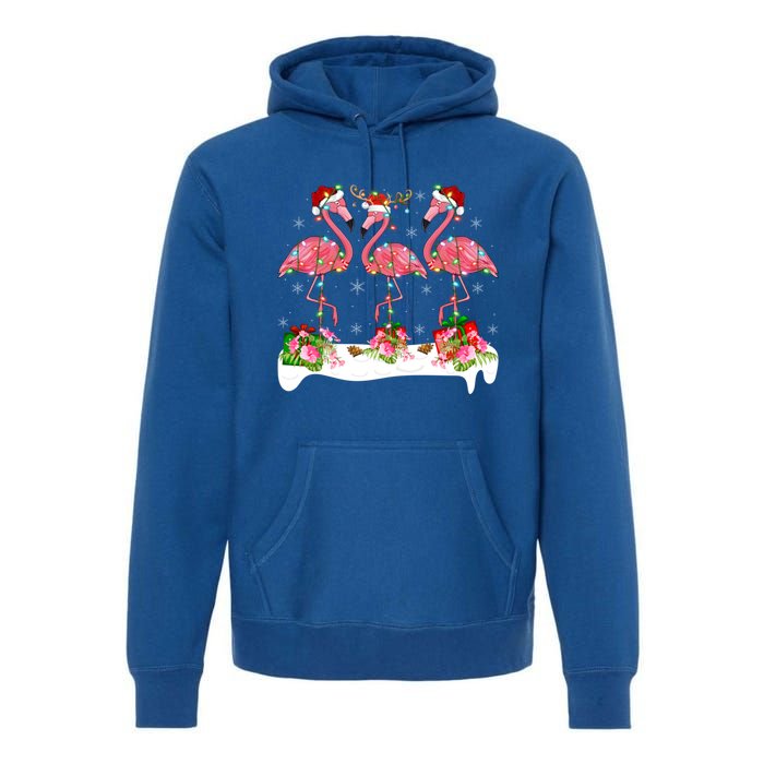 Flamingo Lover Xmas Lighting Santa Pink Flamingos Christmas Gift Premium Hoodie