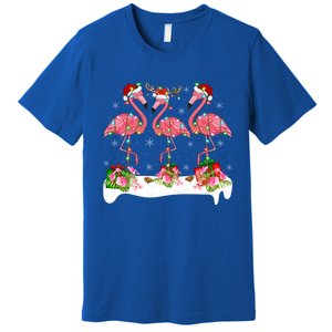 Flamingo Lover Xmas Lighting Santa Pink Flamingos Christmas Gift Premium T-Shirt