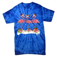 Flamingo Lover Xmas Lighting Santa Pink Flamingos Christmas Gift Tie-Dye T-Shirt