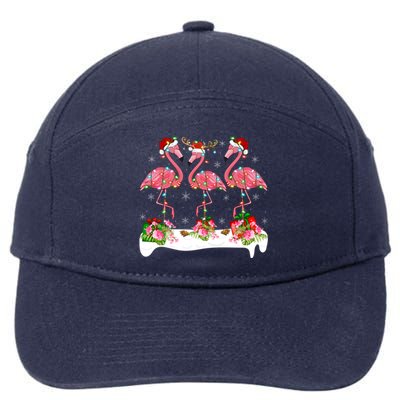 Flamingo Lover Xmas Lighting Santa Pink Flamingos Christmas Gift 7-Panel Snapback Hat