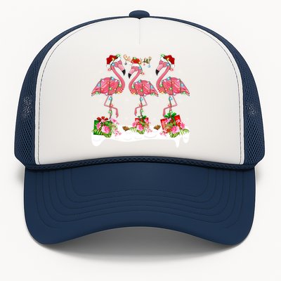 Flamingo Lover Xmas Lighting Santa Pink Flamingos Christmas Gift Trucker Hat