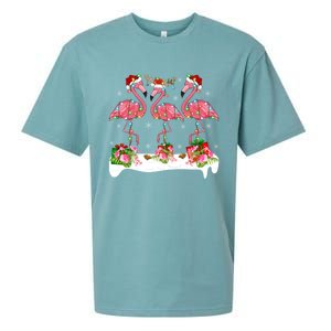 Flamingo Lover Xmas Lighting Santa Pink Flamingos Christmas Gift Sueded Cloud Jersey T-Shirt