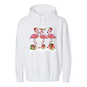 Flamingo Lover Xmas Lighting Santa Pink Flamingos Christmas Gift Garment-Dyed Fleece Hoodie