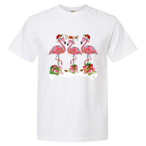 Flamingo Lover Xmas Lighting Santa Pink Flamingos Christmas Gift Garment-Dyed Heavyweight T-Shirt