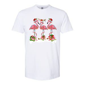 Flamingo Lover Xmas Lighting Santa Pink Flamingos Christmas Gift Softstyle CVC T-Shirt