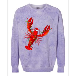 Funny Lobster Xmas Lighting Reindeer Hat Lobster Christmas Colorblast Crewneck Sweatshirt