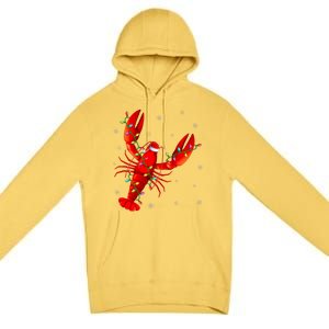 Funny Lobster Xmas Lighting Reindeer Hat Lobster Christmas Premium Pullover Hoodie