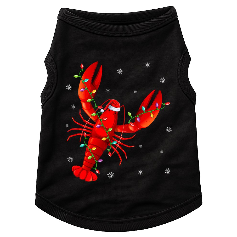 Funny Lobster Xmas Lighting Reindeer Hat Lobster Christmas Doggie Tank