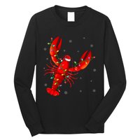 Funny Lobster Xmas Lighting Reindeer Hat Lobster Christmas Long Sleeve Shirt