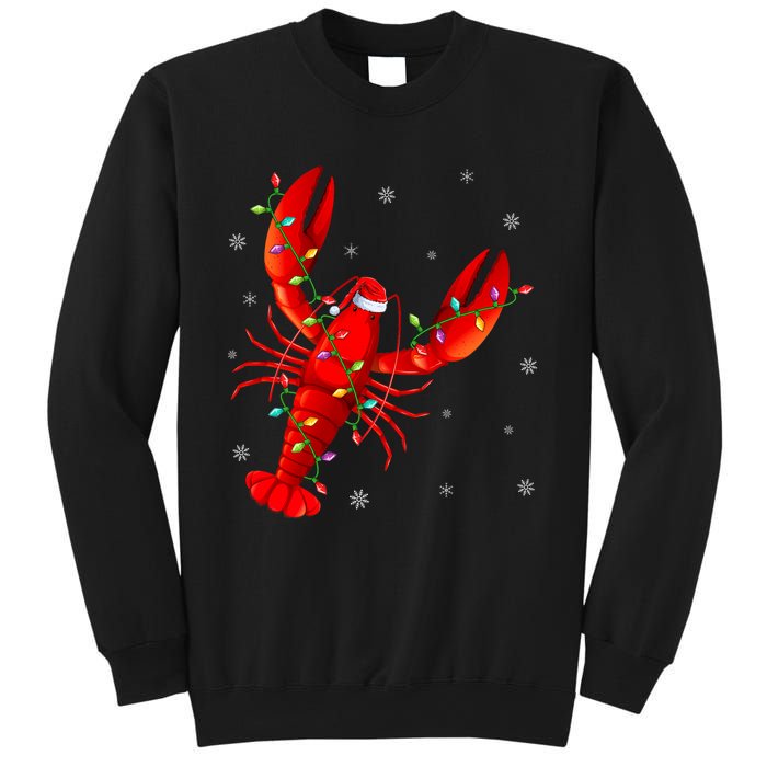 Funny Lobster Xmas Lighting Reindeer Hat Lobster Christmas Sweatshirt