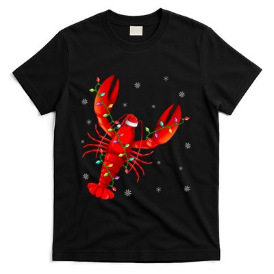 Funny Lobster Xmas Lighting Reindeer Hat Lobster Christmas T-Shirt
