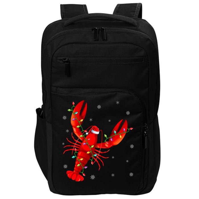 Funny Lobster Xmas Lighting Reindeer Hat Lobster Christmas Impact Tech Backpack