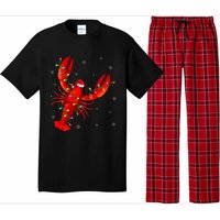 Funny Lobster Xmas Lighting Reindeer Hat Lobster Christmas Pajama Set