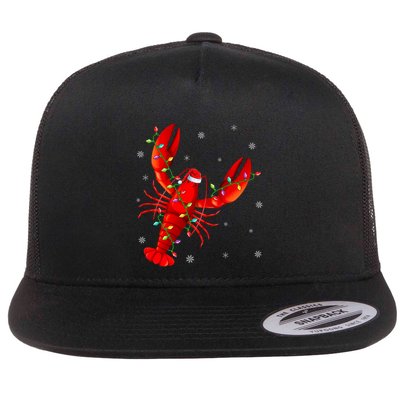 Funny Lobster Xmas Lighting Reindeer Hat Lobster Christmas Flatbill Hat