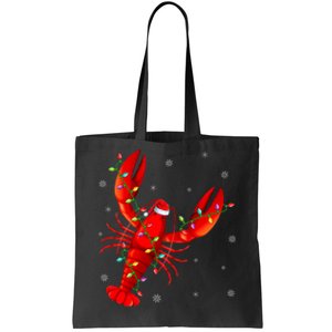 Funny Lobster Xmas Lighting Reindeer Hat Lobster Christmas Tote Bag