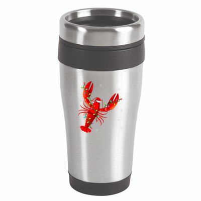 Funny Lobster Xmas Lighting Reindeer Hat Lobster Christmas 16oz Travel Tumbler
