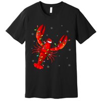 Funny Lobster Xmas Lighting Reindeer Hat Lobster Christmas Premium T-Shirt