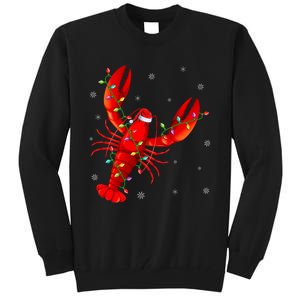 Funny Lobster Xmas Lighting Reindeer Hat Lobster Christmas Tall Sweatshirt