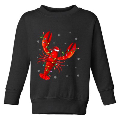 Funny Lobster Xmas Lighting Reindeer Hat Lobster Christmas Toddler Sweatshirt